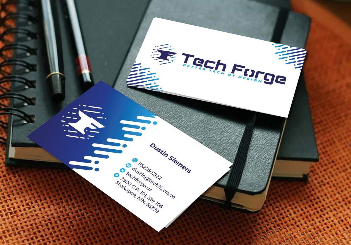 Tech Forge Design Moderno de Cartão de Visita